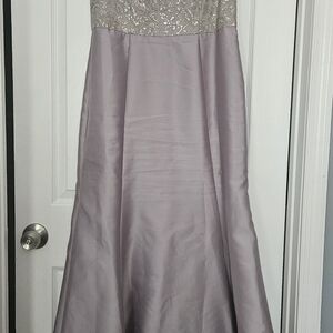 Camille La Vie Silver Strapless A-Line Gown